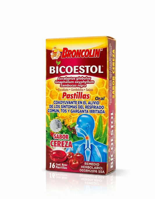 Pastillas Broncolin Sabor Cereza Con 16 Pastillas