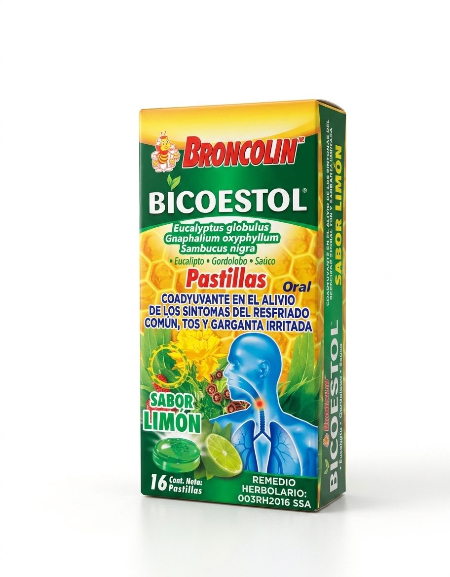 Pastillas Broncolin Sabor Limón Con 16 Pastillas