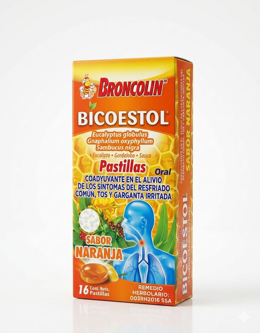 Pastillas Broncolin Sabor Naranja Con 16 Pastillas