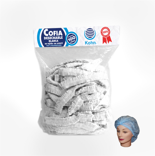 Cofia Con Resorte Kohn (Blanca) - Paquete De 100 piezas