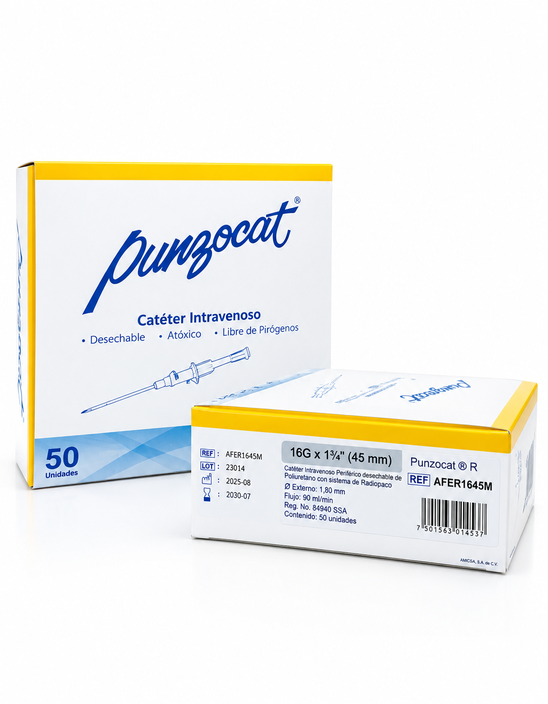 Catéter Punzocat #16 Gris VIZCARRA Con 50 Unidades