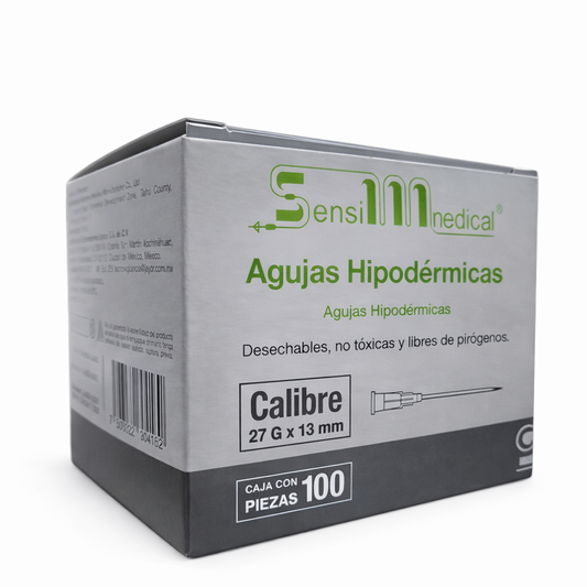 Aguja Hipodermica Gris 27g X 13mm SensiMedical Caja C/100