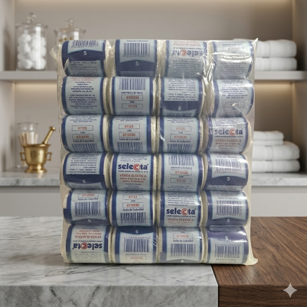 Venda Elástica SELECTA 5cm X 5m - Paquete de 24 Piezas