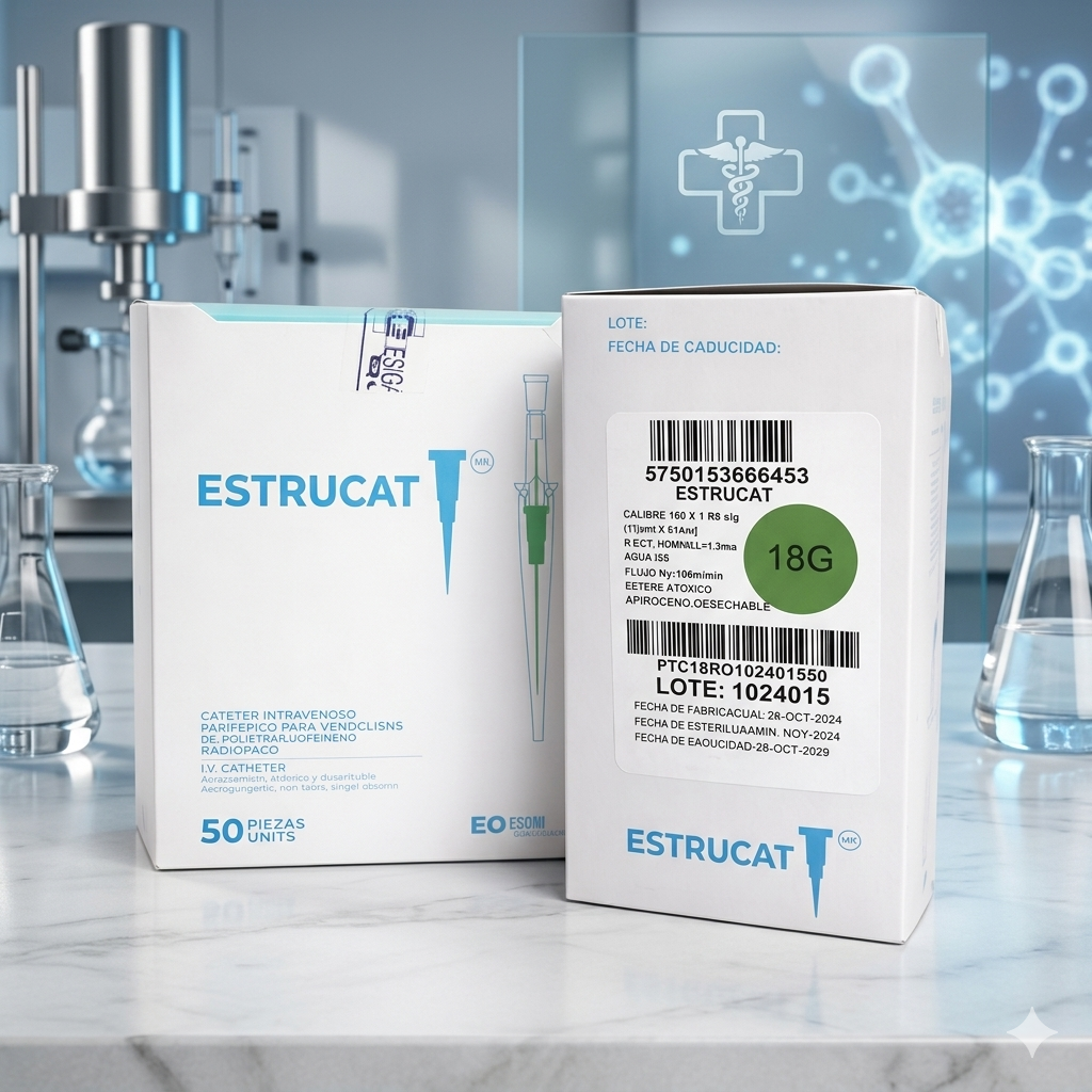 Catéter Punzocat #18 Verde ESTRUCAT - C/50 Unidades