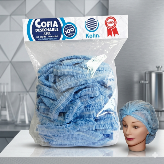 Cofia Con Resorte Azul Paquete Con 100 Piezas KOHN