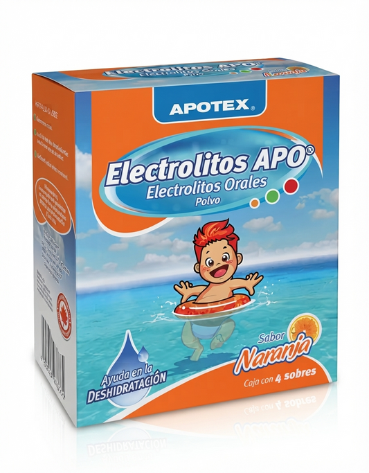 Electrolitos APO Polvo Sabor Naranja Caja Con 4 Sobres