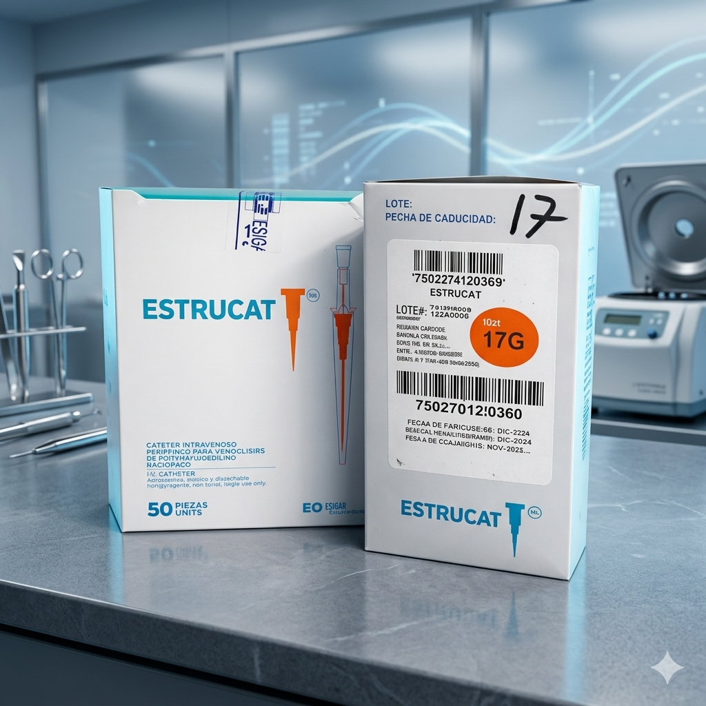 Catéter Punzocat #17 Rojo ESTRUCAT C/50 Unidades