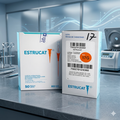 Catéter Punzocat #17 Rojo ESTRUCAT C/50 Unidades