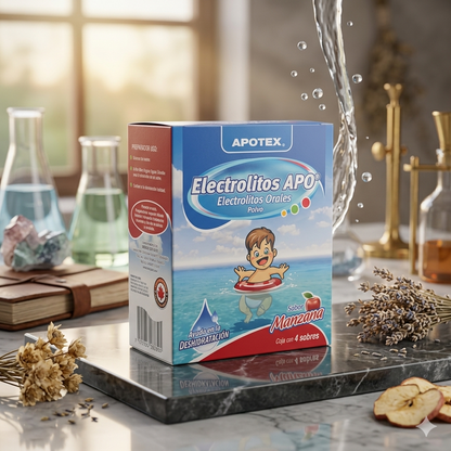 Electrolitos APO Polvo Sabor Manzana Caja Con 4 Sobres