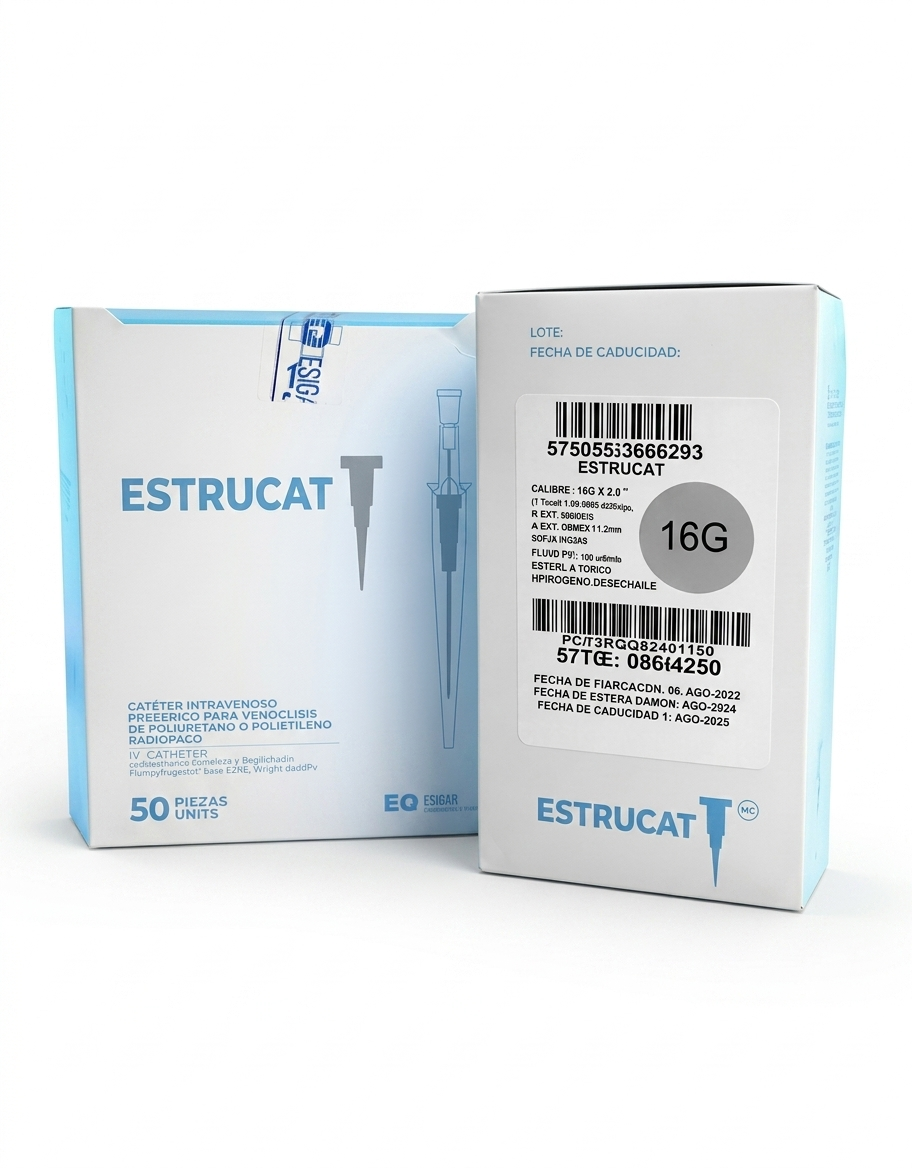 Catéter Punzocat #16 Gris ESTRUCAT – C/50 Unidades