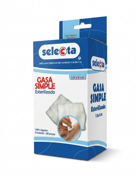 Gasa Estéril Selecta 7.5x5 cm Con 100 Sobres