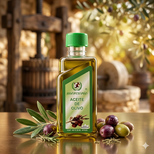 Aceite De Olivo 50mL Marca MERCURIO Paquete Con 25 Piezas