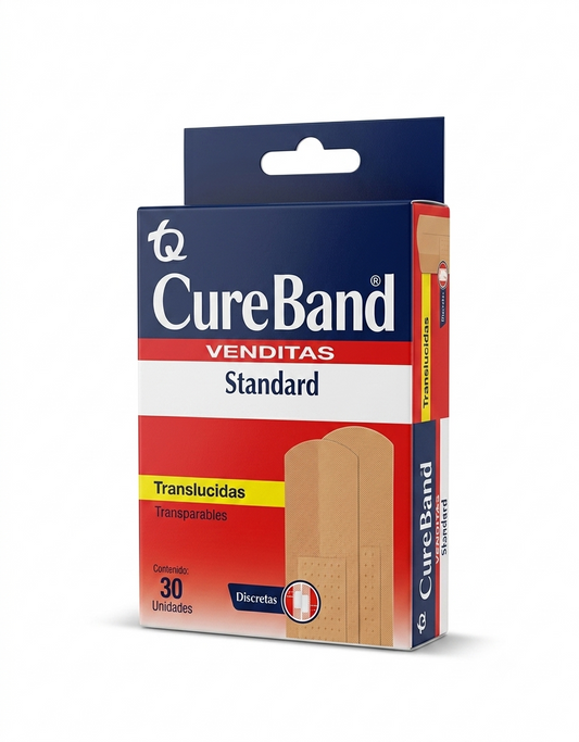 Curitas Adhesivas Translucidas CUREBAND Con 30 Piezas