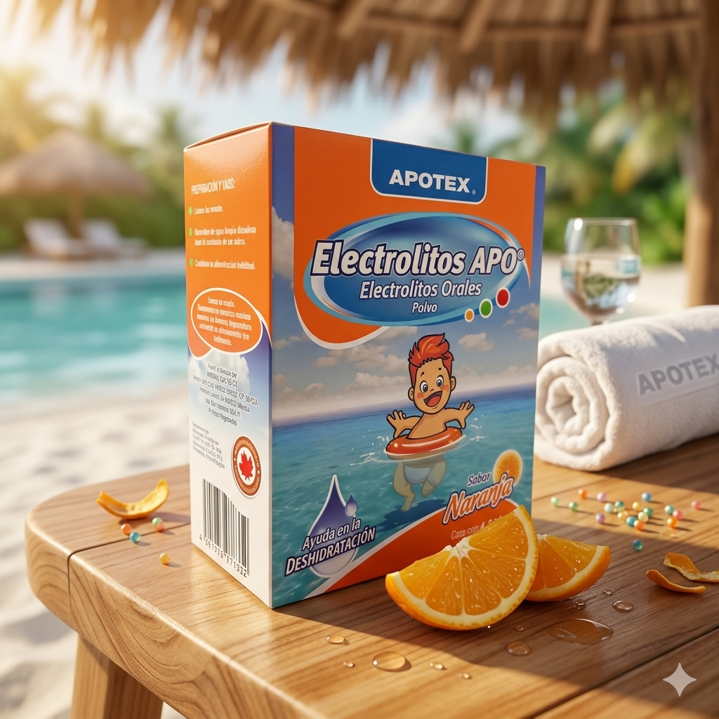 Electrolitos APO Polvo Sabor Naranja Caja Con 4 Sobres