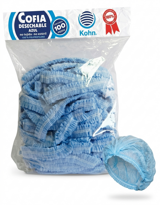 Cofia Con Resorte Azul Paquete Con 100 Piezas KOHN