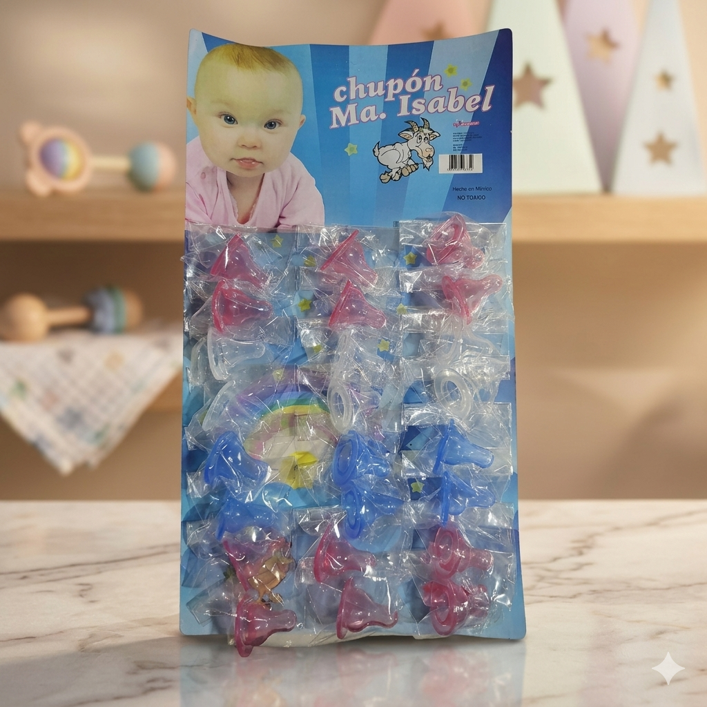 Mamila De Silicón De Colores Exhibidor C/24 Piezas
