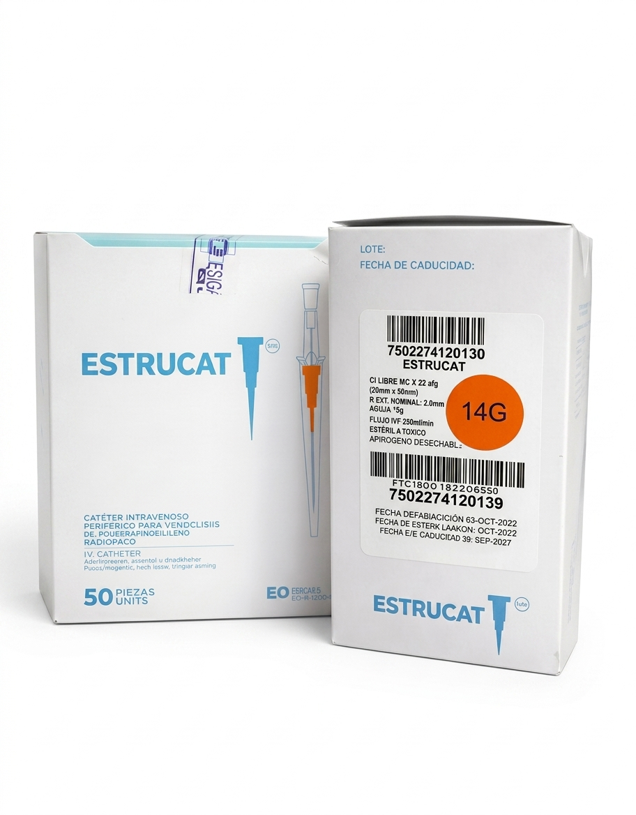 Catéter Punzocat #14 Naranja ESTRUCAT C/50 Unidades