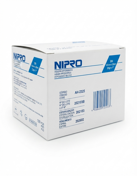 Aguja Hipodérmica Azul 23G x 25mm Nipro Caja C/100