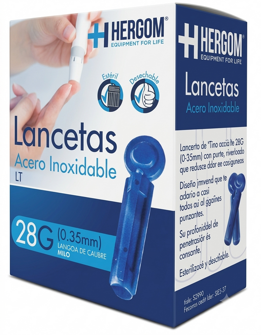 Lanceta Universal HERGOM 28G Con 100 Piezas