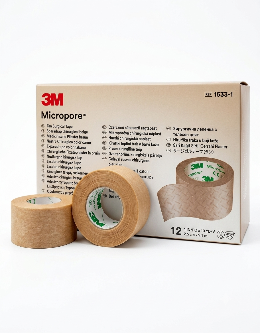 Cinta Micropore 3M 1'' Piel Caja C/12 Unidades