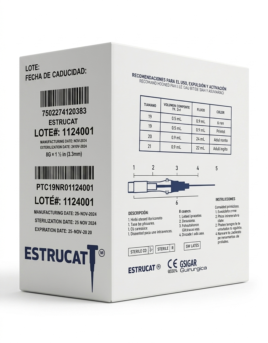 Catéter Punzocat #19 Azul ESTRUCAT - C/50 Unidades
