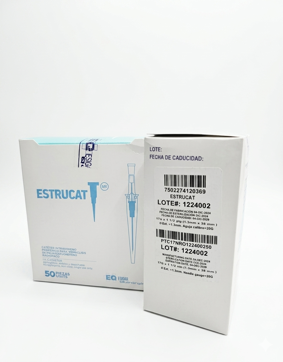 Catéter Punzocat #17 Rojo ESTRUCAT C/50 Unidades