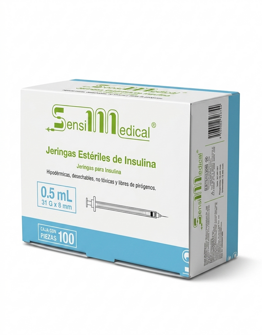 Jeringa Para Insulina 0.5mL Caja Con 100 Piezas SENSI MEDICAL