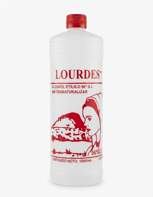 Alcohol Sin Desnaturalizar 96° Lourdes Rojo 1 Litro - Pieza