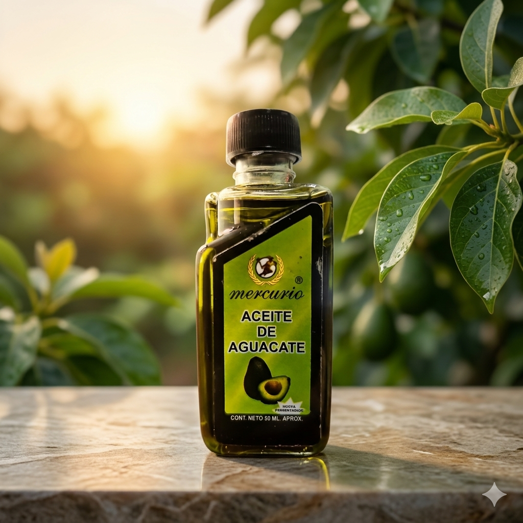 Aceite De Aguacate 50mL Marca MERCURIO Paquete Con 25 Piezas