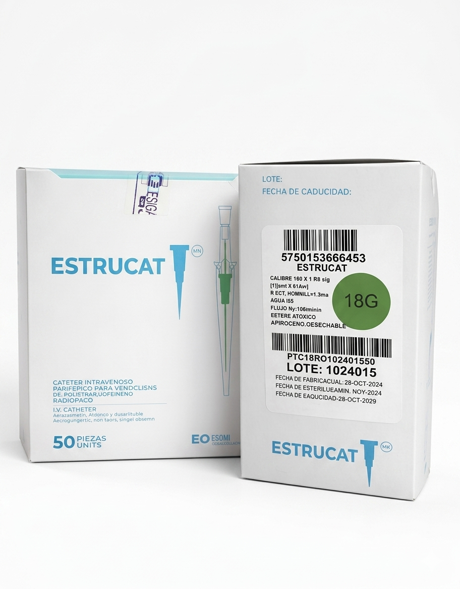 Catéter Punzocat #18 Verde ESTRUCAT - C/50 Unidades