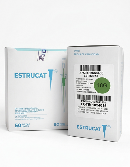 Catéter Punzocat #18 Verde ESTRUCAT - C/50 Unidades