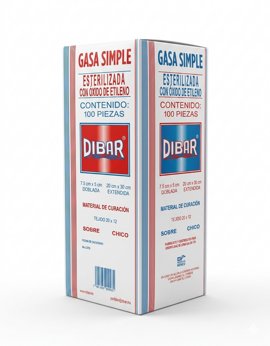 Gasa Estéril Dibar 7.5x5 cm Con 100 Sobres