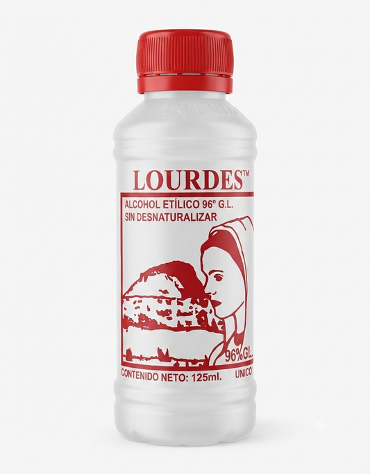 Alcohol Sin Desnaturalizar 96° Lourdes Rojo 125mL - Pieza