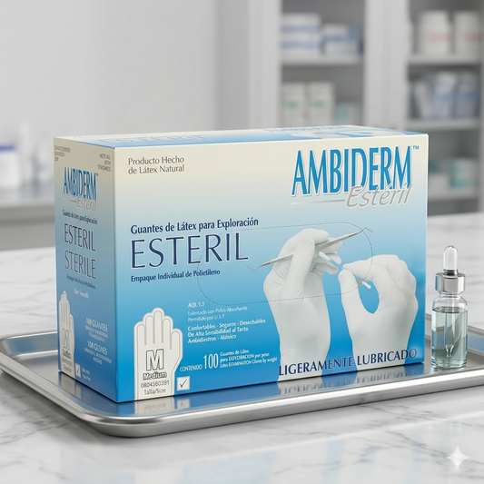Guante AMBIDERM Estéril Látex (Mediano) Caja Con 100 Piezas