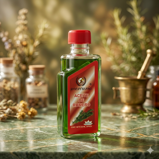 Aceite De Romero 50mL Marca MERCURIO Paquete Con 25 Piezas