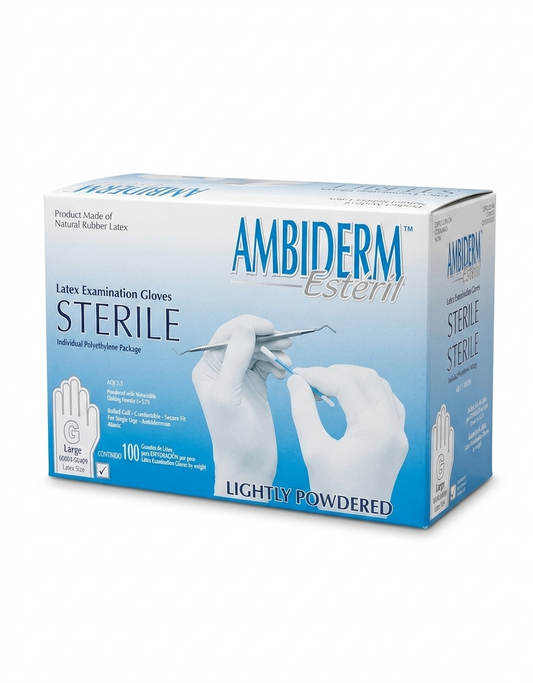 Guante AMBIDERM Estéril Látex (Grande) Caja Con 100 Piezas