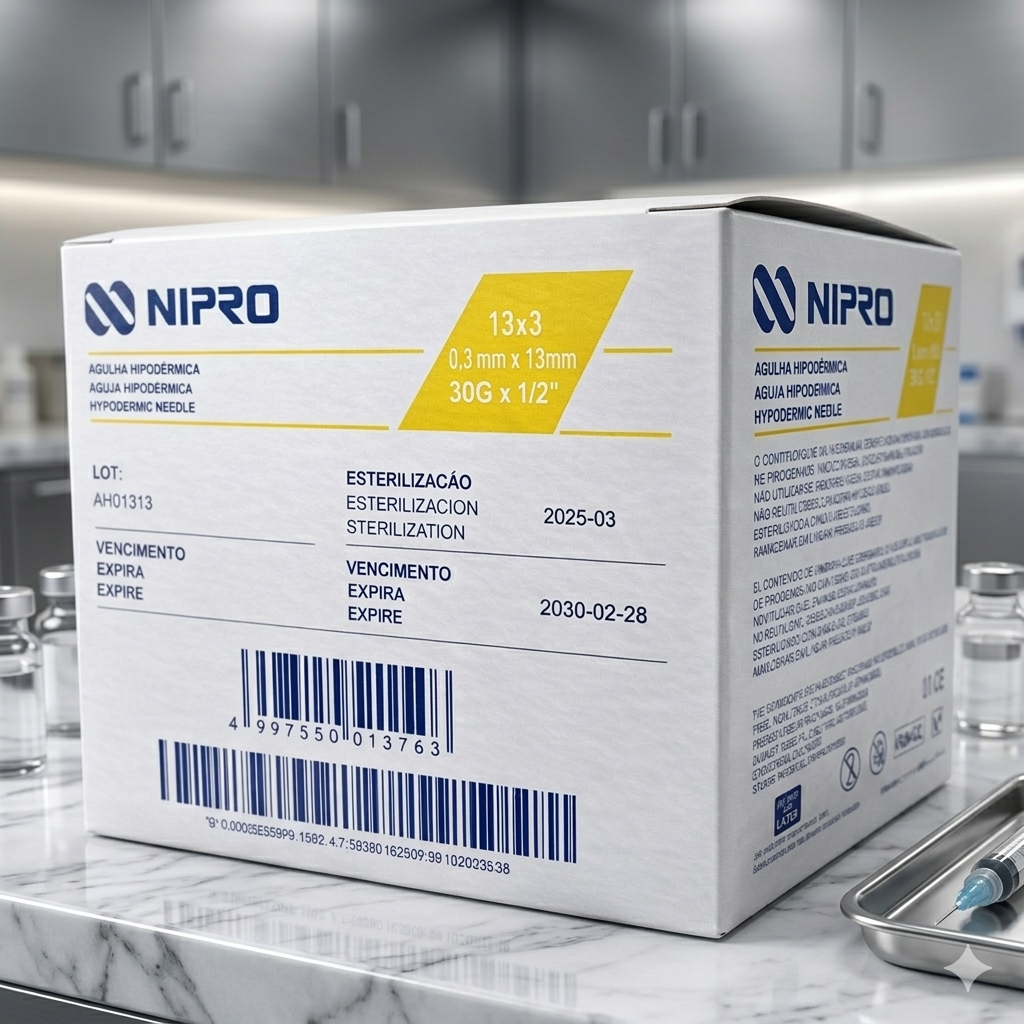 Aguja Hipodermica Amarilla 30g X 1/2'' Nipro Caja C/100