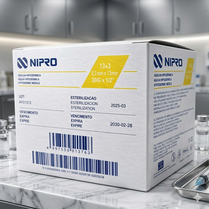 Aguja Hipodermica Amarilla 30g X 1/2'' Nipro Caja C/100