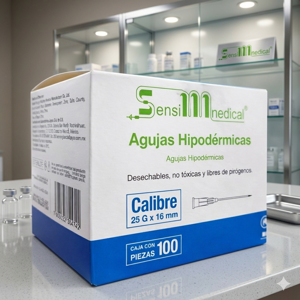 Aguja Hipodermica Azul 23g X 25mm Sensi Medical Caja C/100