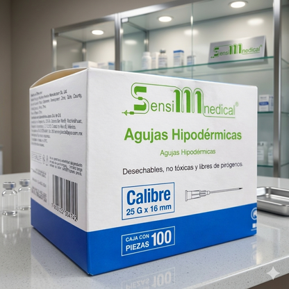 Aguja Hipodermica Azul 23g X 25mm Sensi Medical Caja C/100
