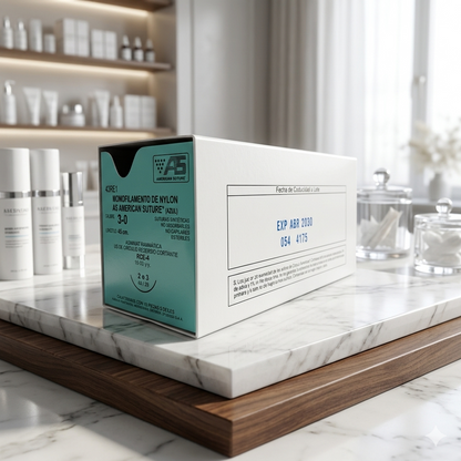 Sutura Nylon 3-0 AMERICAN SUTURE Caja Con 12 Piezas