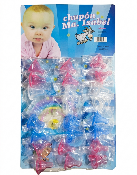 Mamila De Silicón De Colores Exhibidor C/24 Piezas