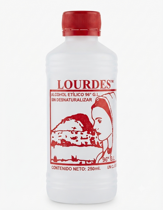 Alcohol Sin Desnaturalizar 96° Lourdes Rojo 250mL - Pieza