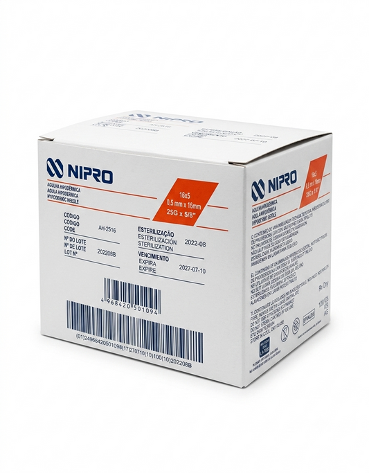 Aguja Hipodérmica Naranja 25G x 16mm Nipro Caja C/100
