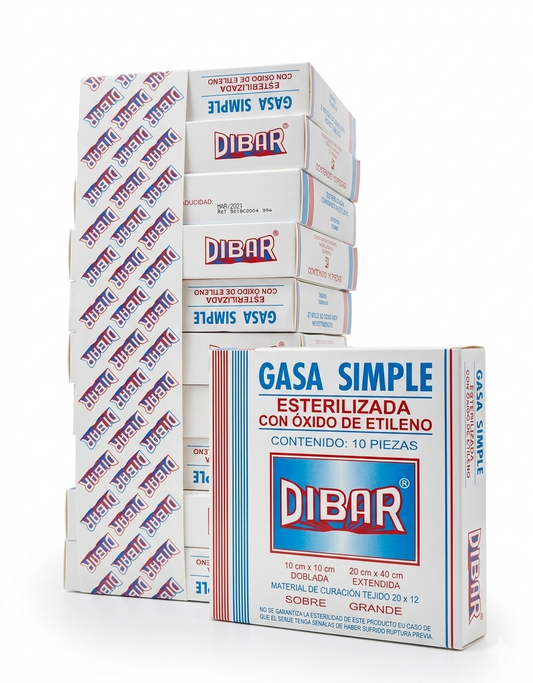 Gasa Estéril Dibar 10x10 cm Con 10 Sobres 10 Cajas