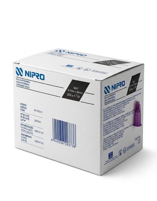 Aguja Hipodérmica Negra 22G x 32mm Nipro Caja C/100