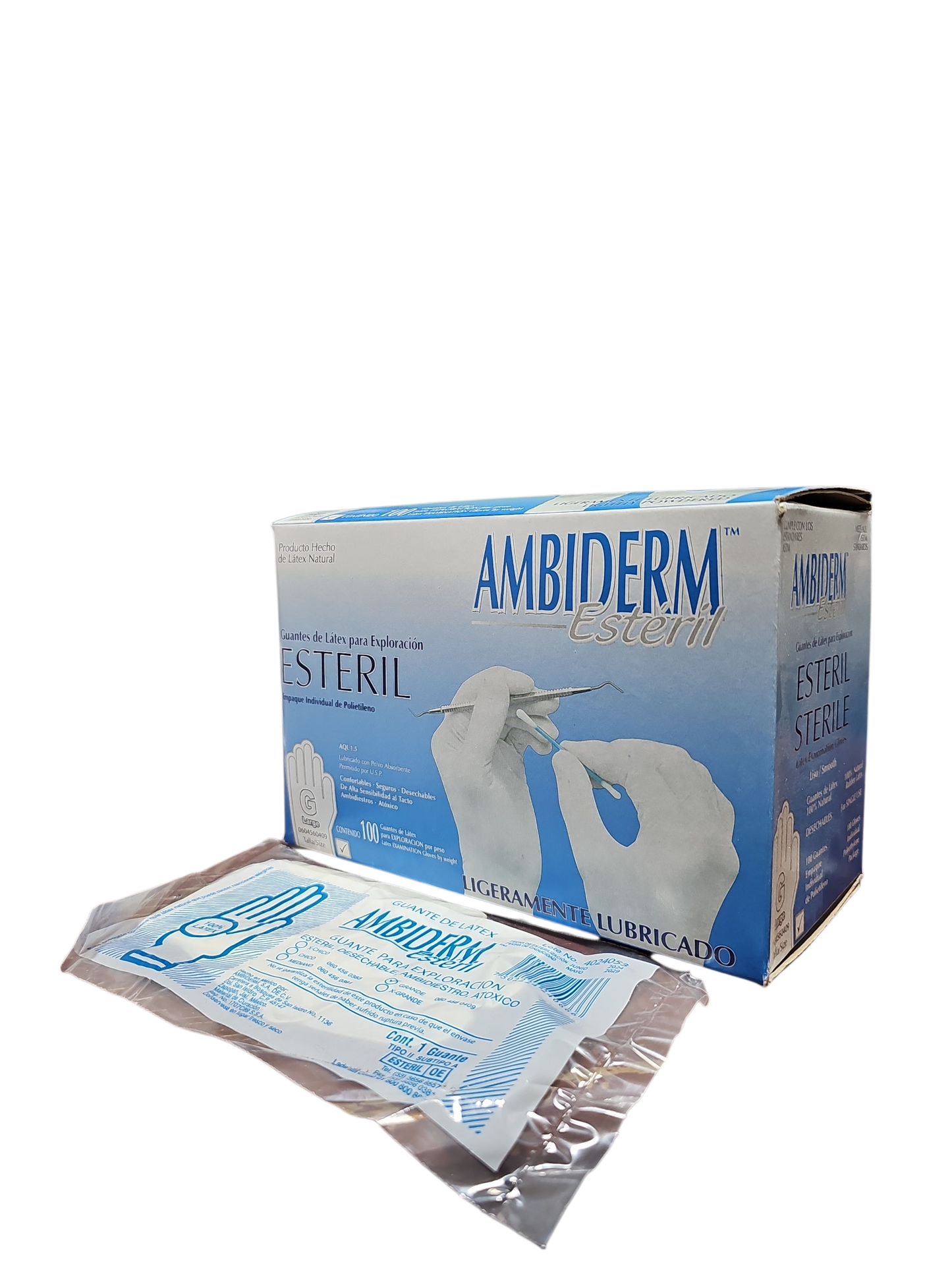 Guante AMBIDERM Estéril Látex (Grande) -Paquete de 100 Piezas