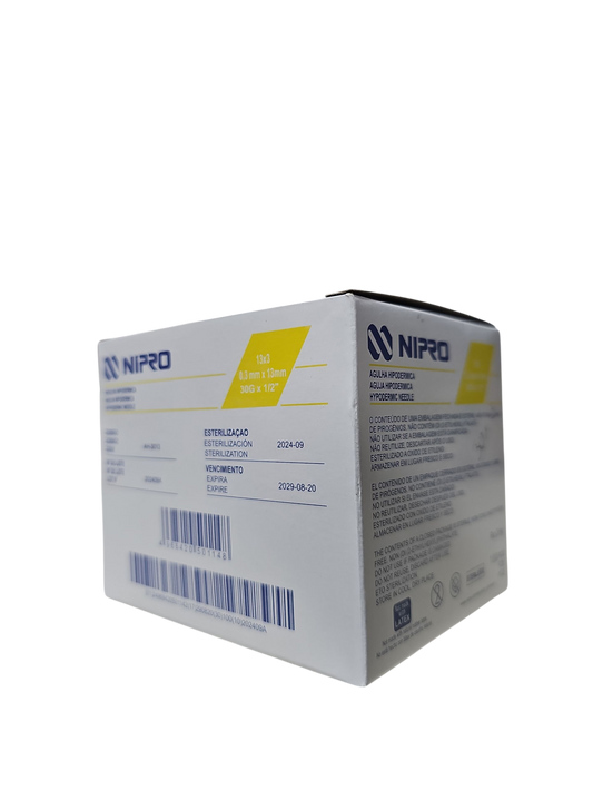 Aguja Hipodermica Amarilla 30g X 1/2'' Nipro Caja C/100