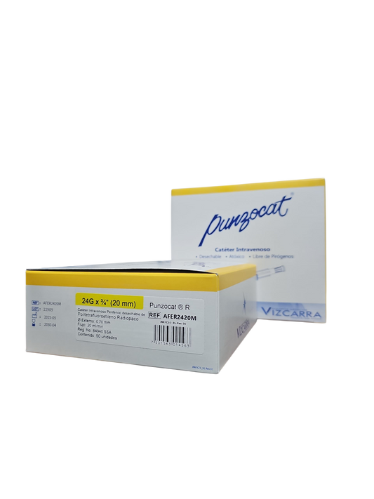 Catéter Punzocat #24 Amarillo VIZCARRA - C/50 Unidades