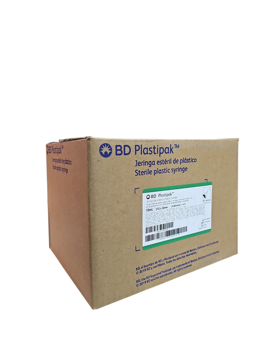 Jeringa Plastipak 10mL Verde - Paquete de 100 Piezas